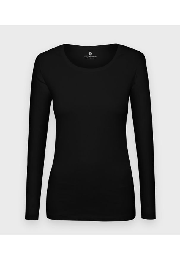 MegaKoszulki - Damska koszulka z długim rękawem (bez nadruku, gładka) - czarna. Kolor: czarny. Materiał: bawełna. Długość rękawa: długi rękaw. Długość: długie. Wzór: gładki