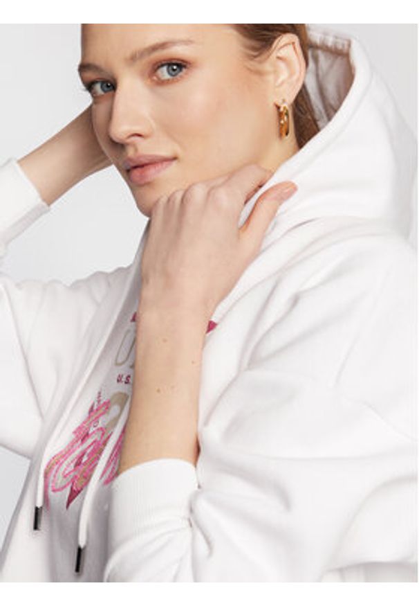 Guess Bluza Icon Biały Regular Fit. Kolor: biały. Materiał: bawełna, syntetyk