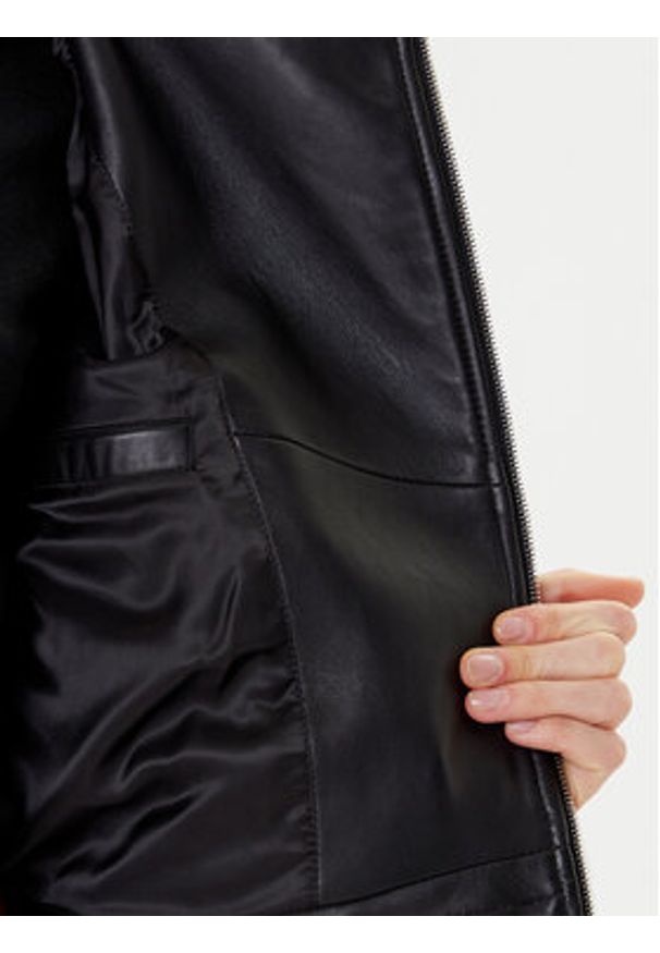 BOSS Kurtka skórzana Sayuri 50548471 Czarny Regular Fit. Kolor: czarny. Materiał: skóra