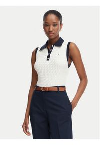 TOMMY HILFIGER - Tommy Hilfiger Sweter Fine Gg Cable WW0WW50102 Kremowy Regular Fit. Kolor: kremowy. Materiał: bawełna #1