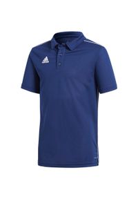 Adidas - Koszulka polo spiłkarska dla dzieci adidas Core 18 Polo JUNIOR. Typ kołnierza: polo. Kolor: niebieski. Technologia: ClimaLite (Adidas). Sport: piłka nożna, fitness #1