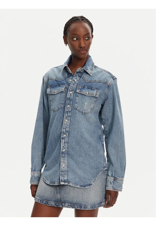 Liu Jo Koszula jeansowa UA5203 D4306 Niebieski Relaxed Fit. Kolor: niebieski. Materiał: jeans, bawełna
