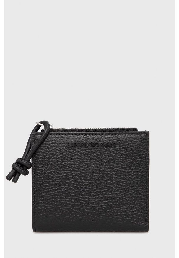Emporio Armani portfel skórzany męski kolor czarny. Kolor: czarny. Materiał: skóra. Wzór: gładki
