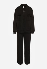 Renee - Czarny Komplet Dresowy z Bawełny Zasuwana Bluza i Spodnie Teviora. Kolor: czarny. Materiał: bawełna, dresówka #7