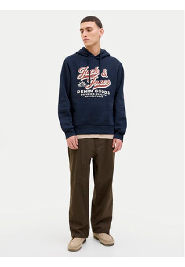 Jack & Jones Bluza Logo 12279649 Granatowy Regular Fit. Kolor: niebieski. Materiał: syntetyk