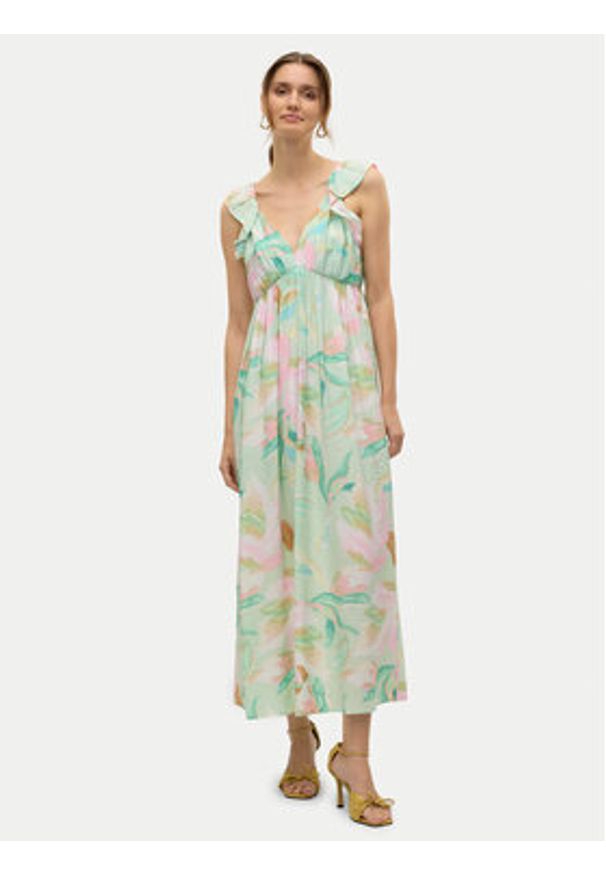 Vero Moda Sukienka letnia Josie 10324125 Zielony Regular Fit. Kolor: zielony. Materiał: wiskoza. Sezon: lato
