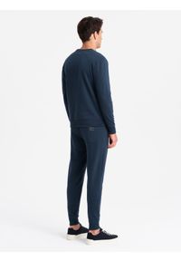 Ombre Clothing - Komplet dresowy bawełniany męski BASIC bluza nierozpinana + joggery – granatowy V1. Kolor: niebieski. Materiał: dresówka, bawełna. Wzór: jednolity #8