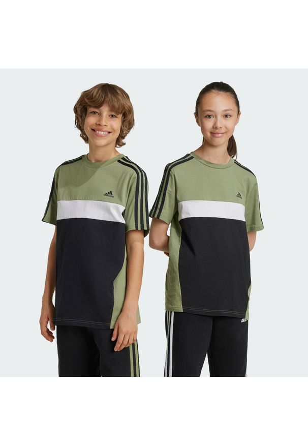 Adidas - Koszulka Tiberio 3-Stripes Colorblock Cotton Kids. Kolor: wielokolorowy, biały, czarny, zielony. Sport: joga i pilates