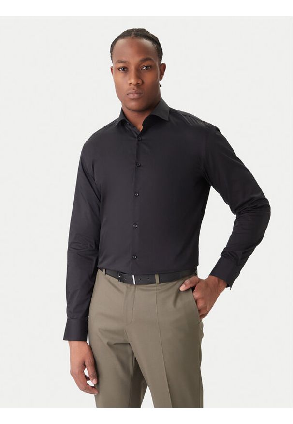 Hugo - HUGO Koszula Kason 50482056 Czarny Slim Fit. Kolor: czarny. Materiał: bawełna