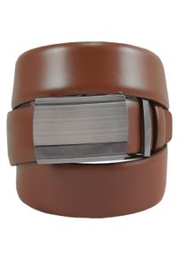 Męski, Karmelowy Pasek z Automatyczną Klamrą - Victorio. Kolor: brązowy. Materiał: skóra. Styl: wizytowy #1