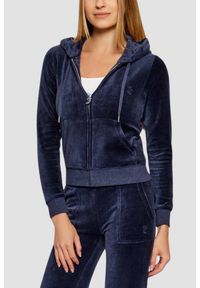 Juicy Couture - JUICY COUTURE Granatowa bluza damska Robertson Hoodie, Rozmiar L. Okazja: na co dzień. Kolor: niebieski. Materiał: materiał. Styl: casual, klasyczny #4