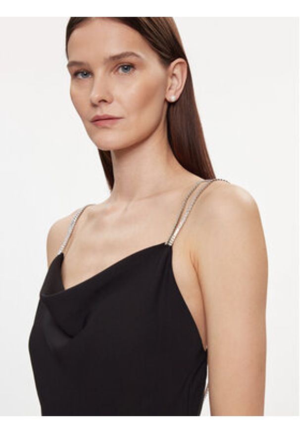 Nissa Sukienka wieczorowa RS14746 Czarny Slim Fit. Kolor: czarny. Materiał: syntetyk. Styl: wizytowy