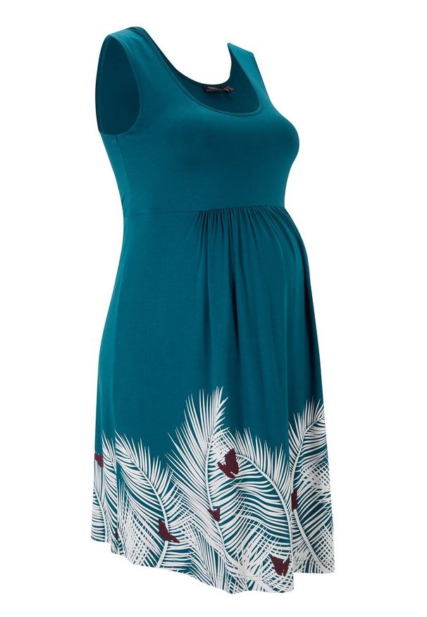 Sukienka ciążowa LENZING™ ECOVERO™ bonprix niebieskozielony morski z nadrukiem. Kolekcja: moda ciążowa. Kolor: niebieski. Materiał: wiskoza. Wzór: nadruk. Sezon: lato