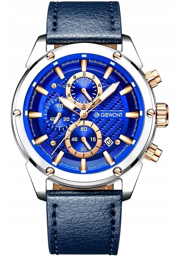 Zegarek Giewont Zegarek Męski Giewont Chronograph Sapphire Srebrno Niebieski GW8810-A2. Kolor: niebieski, srebrny, wielokolorowy