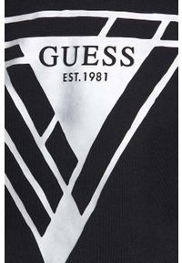 Guess bluza męska kolor czarny z nadrukiem. Kolor: czarny. Materiał: bawełna, prążkowany. Wzór: nadruk #4