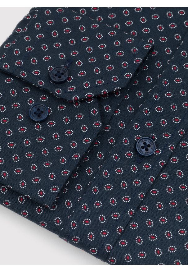 PAKO LORENTE – Koszula w kolorze granatowym w mikrowzór P24SF-1X-028-G-S - Pako Lorente. Okazja: na co dzień. Kolor: niebieski. Materiał: jeans, elastan. Styl: casual