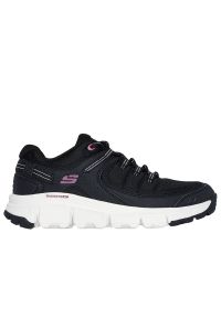 skechers - Buty damskie Skechers Summits AT Kissimme 180271BLK - czarne. Okazja: na co dzień, na spacer. Zapięcie: sznurówki. Kolor: czarny. Materiał: guma, materiał. Szerokość cholewki: normalna. Wzór: aplikacja. Model: Skechers Sport. Sport: turystyka piesza, fitness