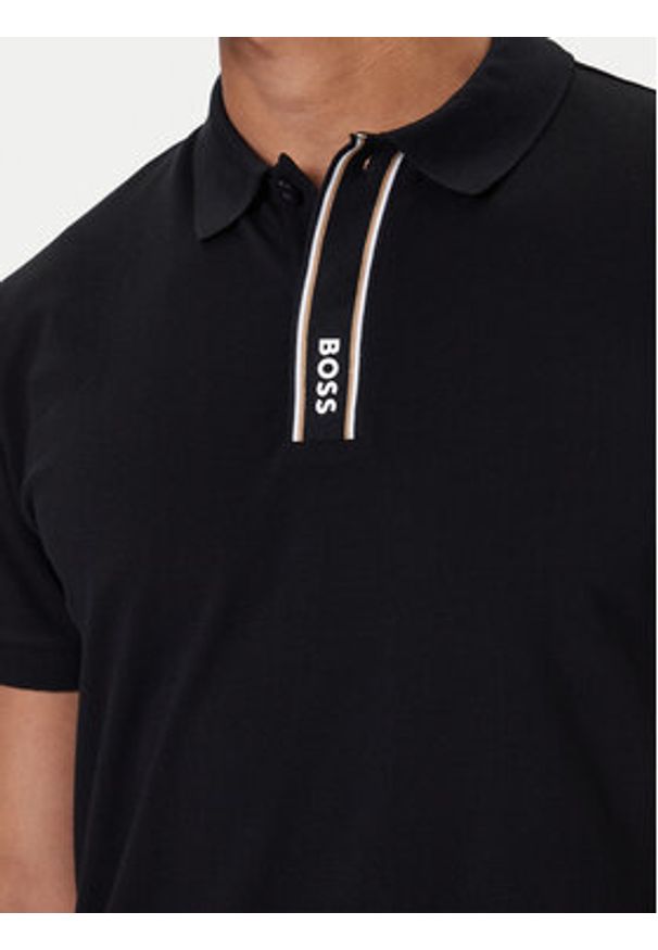 BOSS Polo Paddy 50549362 Czarny Regular Fit. Typ kołnierza: polo. Kolor: czarny. Materiał: bawełna