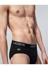 Lacoste - LACOSTE - Zestaw 3 par czarnych slipów. Kolor: czarny. Materiał: bawełna. Wzór: haft, aplikacja #1