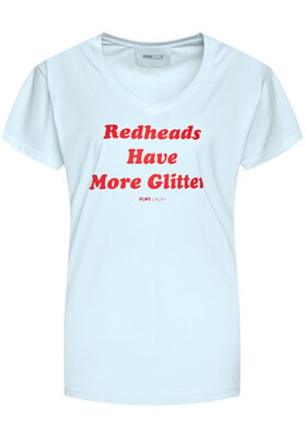 PLNY LALA T-Shirt Redheads PL-KO-CL-00202 Błękitny Classic Fit. Kolor: niebieski. Materiał: bawełna