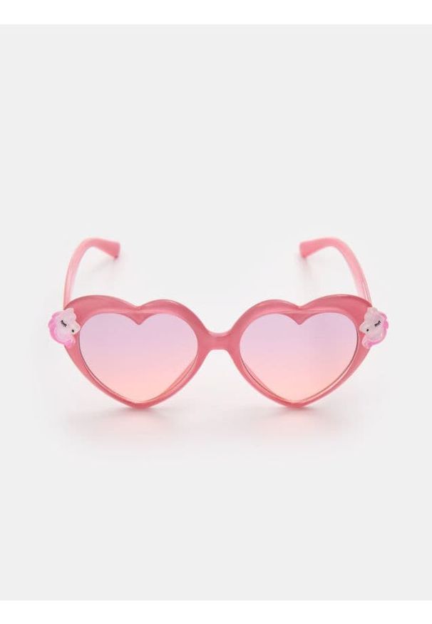 Sinsay - Okulary przeciwsłoneczne z elementami 3d - różowy. Kolor: różowy