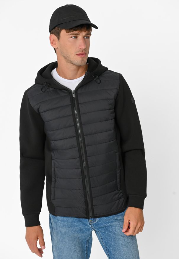 Volcano - Bluza z kapturem, pikowana B-KLARK. Okazja: na co dzień. Typ kołnierza: kaptur. Kolor: czarny. Materiał: materiał. Styl: casual