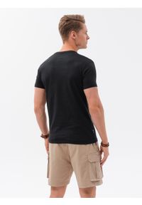 Ombre Clothing - T-shirt męski bawełniany z nadrukiem - czarny V1 S1735 - L. Kolor: czarny. Materiał: bawełna. Długość: krótkie. Wzór: nadruk. Styl: klasyczny, elegancki