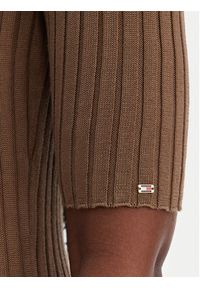 TOMMY HILFIGER - Tommy Hilfiger Sukienka dzianinowa WW0WW48447 Brązowy Slim Fit. Kolor: brązowy. Materiał: bawełna #5
