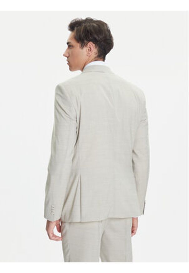 BOSS Garnitur H-Huge 50546099 Beżowy Slim Fit. Kolor: beżowy. Materiał: wełna