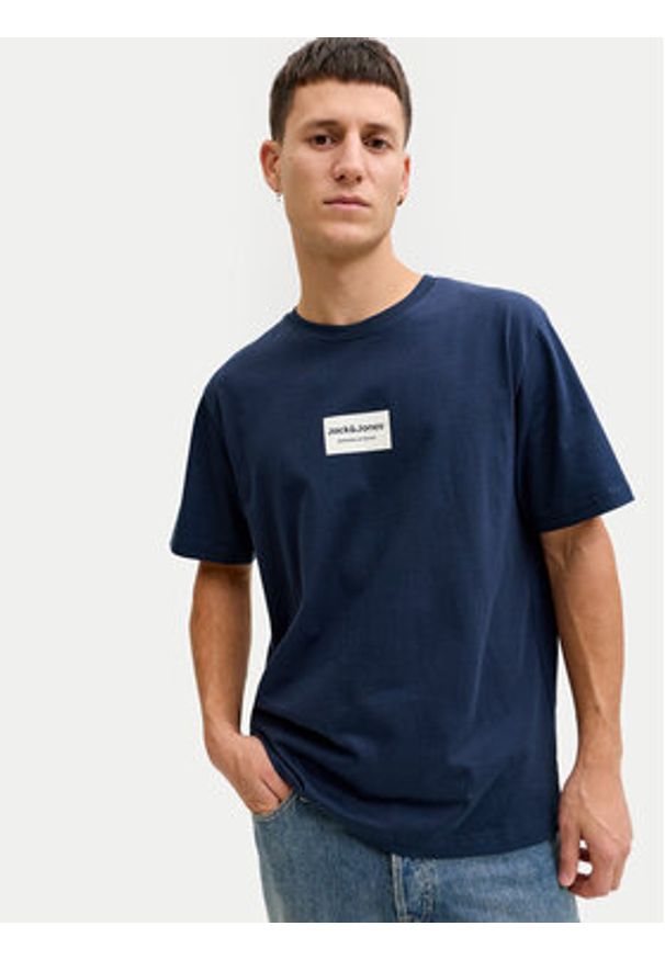 Jack & Jones T-Shirt Frank 12288092 Granatowy Relaxed Fit. Kolor: niebieski. Materiał: bawełna