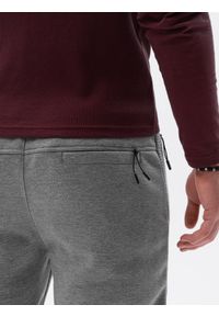 Ombre Clothing - Spodnie męskie dresowe joggery P920 - szary melanż - XXL. Kolor: szary. Materiał: dresówka. Wzór: melanż #4