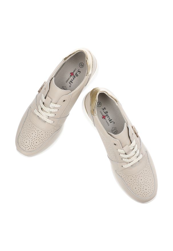 Beżowe Sneakersy S.Barski Modne Obuwie Damskie Na Koturnie. Okazja: na co dzień. Kolor: beżowy. Obcas: na koturnie. Styl: casual