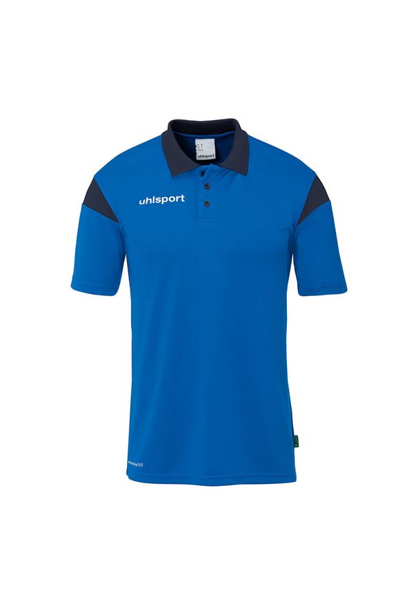 UHLSPORT - Koszulka polo dla dzieci Uhlsport Squad 27. Typ kołnierza: polo. Kolor: niebieski. Wzór: napisy