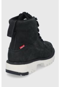 Levi's® - Levi's Workery skórzane damskie kolor czarny na płaskim obcasie. Okazja: na spotkanie biznesowe. Nosek buta: okrągły. Zapięcie: sznurówki. Kolor: czarny. Materiał: skóra. Obcas: na obcasie. Styl: biznesowy. Wysokość obcasa: niski #3