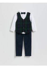 Reserved - Elegancki zestaw z muszką - biały. Kolor: biały. Materiał: bawełna, tkanina. Styl: elegancki #1