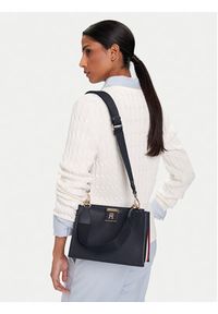 TOMMY HILFIGER - Tommy Hilfiger Torebka Th Her Med Satchel Corp AW0AW17830 Granatowy. Kolor: niebieski. Materiał: skórzane #3