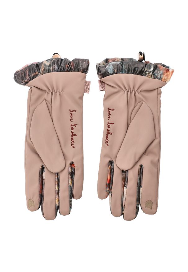 Różowe Zimowe Damskie Rękawiczki Anekke. Kolor: różowy. Materiał: materiał. Wzór: aplikacja. Sezon: zima. Styl: casual, elegancki