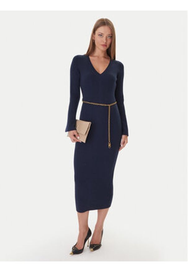 MICHAEL Michael Kors Sukienka dzianinowa MF5835G4VR Granatowy Slim Fit. Kolor: niebieski. Materiał: wełna