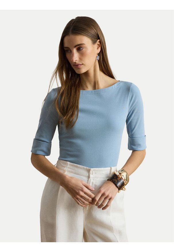 Lauren Ralph Lauren - LAUREN RALPH LAUREN Bluzka 200654963201 Niebieski jasny Slim Fit. Kolor: niebieski. Materiał: bawełna