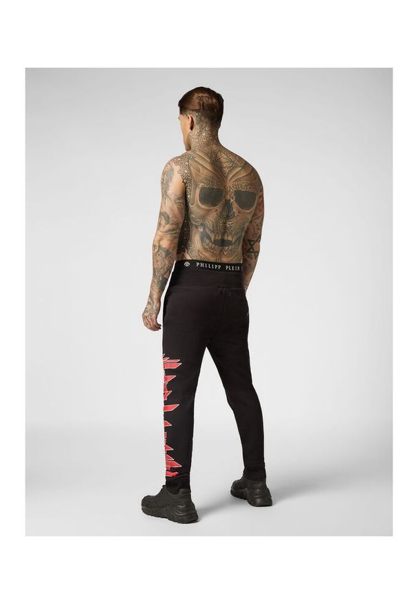 Philipp Plein - PHILIPP PLEIN Spodnie dresowe męskie ,,joggging trousers rock pp, Rozmiar XXL. Kolor: czarny. Materiał: dresówka. Wzór: napisy