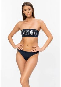 Emporio Armani - EMPORIO ARMANI Granatowe bikini z białym logo. Kolor: niebieski. Materiał: poliamid #2