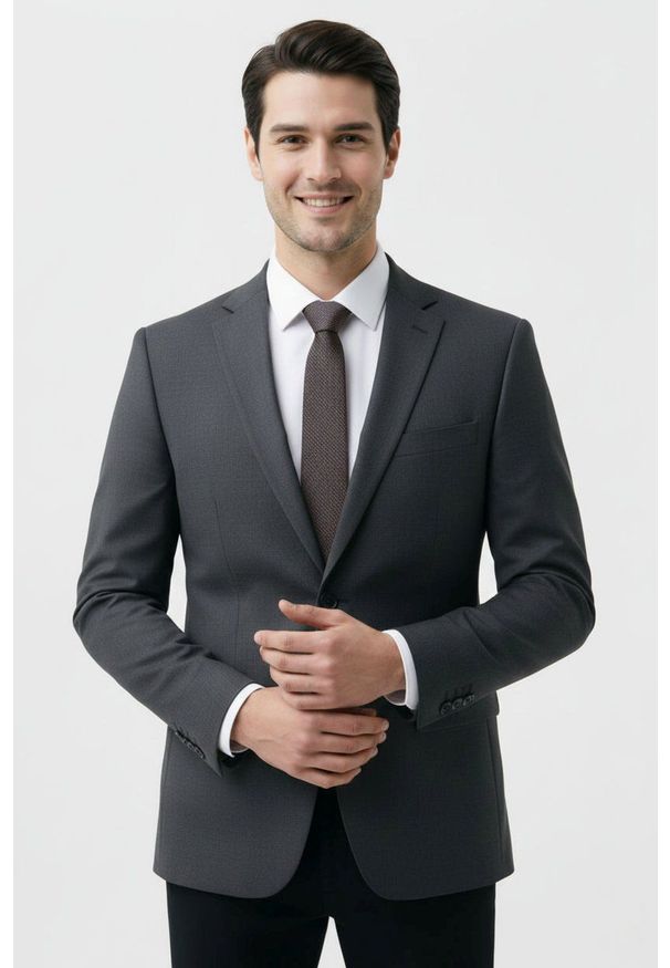 Krawat Męski - Angelo di Monti - Mikrowzór, Brąz z Granatem. Kolor: beżowy, niebieski, wielokolorowy, brązowy. Materiał: tkanina. Styl: elegancki, wizytowy