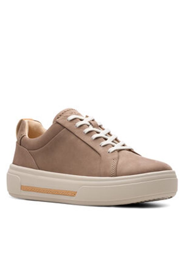 Clarks Sneakersy Hollyhock Walk 26179121 Beżowy. Kolor: beżowy. Materiał: skóra, nubuk