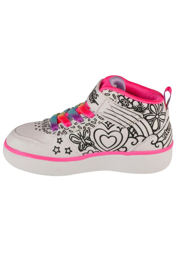 skechers - Buty sportowe Sneakersy dziewczęce, Sport Court 92 - Color Me Kicks. Kolor: biały. Model: Skechers Sport. Sport: turystyka piesza