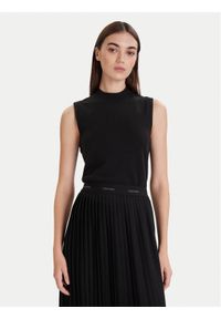 Calvin Klein Top LV044D316G Czarny Slim Fit. Kolor: czarny. Materiał: syntetyk