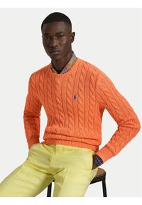 Polo Ralph Lauren Sweter 710775885529 Pomarańczowy ciemny Regular Fit. Typ kołnierza: polo. Kolor: pomarańczowy. Materiał: bawełna #1