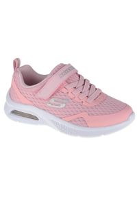 skechers - Buty sportowe Sneakersy dziewczęce, Skechers Microspec Max. Zapięcie: rzepy. Kolor: różowy. Materiał: materiał, syntetyk, tkanina. Szerokość cholewki: normalna. Sport: turystyka piesza