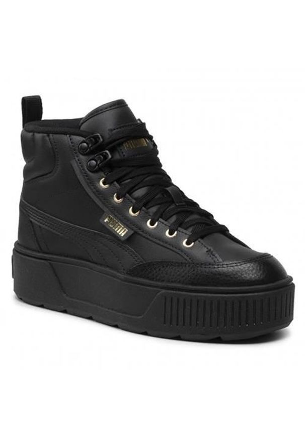 Buty do chodzenia damskie Puma Karmen Mid. Wysokość cholewki: za kostkę. Zapięcie: sznurówki. Kolor: czarny. Materiał: guma, materiał, syntetyk. Szerokość cholewki: normalna. Sport: turystyka piesza