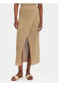 TwinSet - TWINSET Spódnica midi 251TT3192 Beżowy Slim Fit. Kolor: beżowy. Materiał: wiskoza