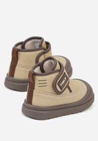 Born2be - Beżowe Botki Sportowe z Przeszyciami i Rzepem Mevidava. Okazja: na co dzień. Zapięcie: rzepy. Kolor: beżowy. Materiał: jeans. Styl: sportowy #4